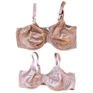 WACOAL Back Appeal® Underwire Bra 42 DDD  Lot of TWO. Pink Blush/Tan Plus Size